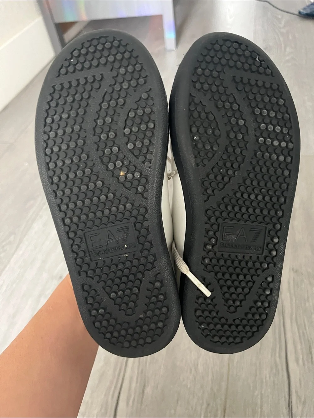 Boys Emporia Armani White and Navy Blue Kids Sneakers